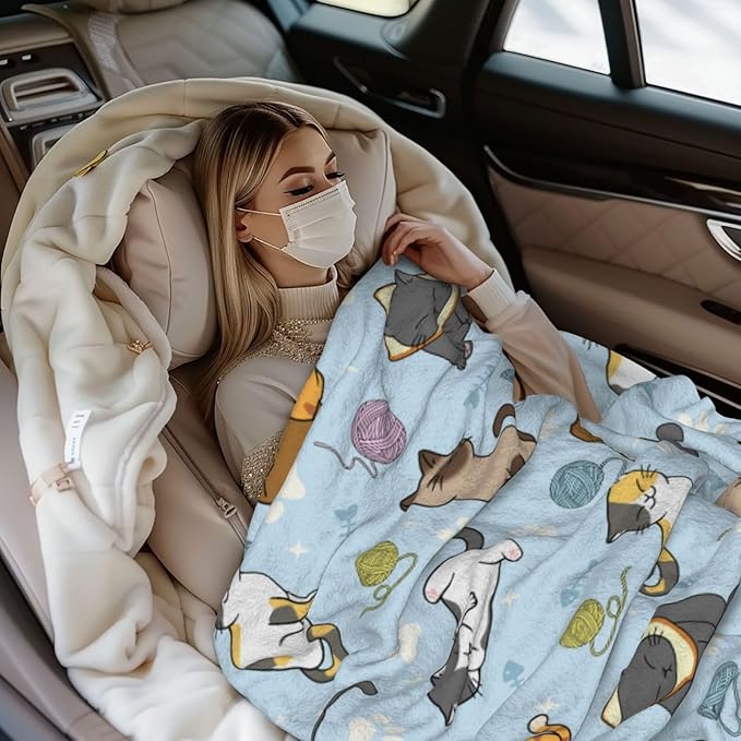 Cut Cats Blanket Throw Blanket for Bed Soft Cozy Fluffy Couch Blankets Fleece Blanket Throw Gifts for Women Men Girls Boys 80"x60"