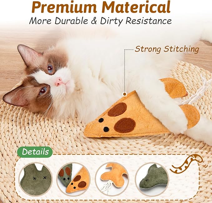 Nobleza Catnip Toys for Indoor Cats, 6 Pack Cute Teething Chew Kitten Toys, Interactive Plush Bite Resistant Cat Toys with Crinkle Paper and Natural Catnip, Fish Mouse Kitty Shapes Toy for Bored Cats