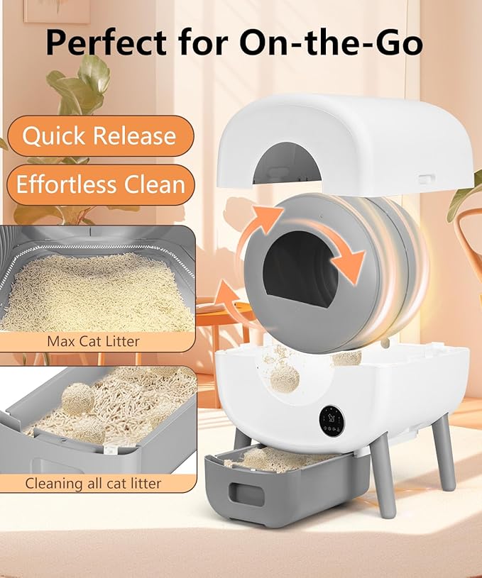110L Automatic Litter Box-Robot for Multiple Cats, Self-Cleaning Cat Litter Box, Large Electric Kitty Litter Box-APP Control, Odor-Free, Liner & Litter Mat & Aromatherapy Box