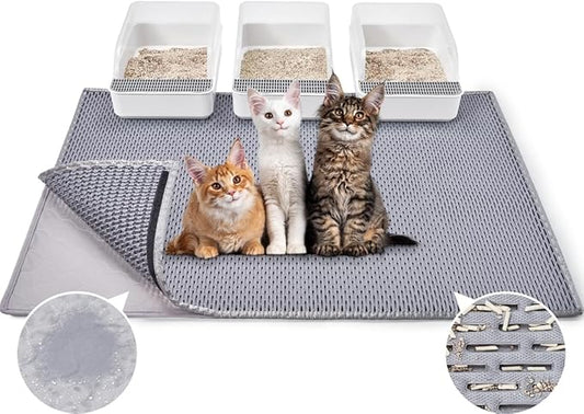 BurgeonNest 45"x 32" Cat Litter Mat, Washable Extra Large XL Kitty Litter Trapping Mat, Smooth and Comfortable Material