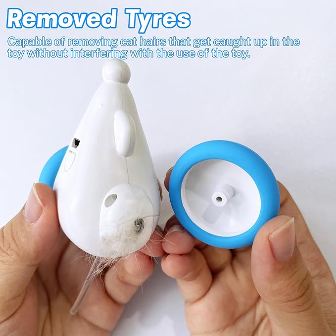 Interactive Cat Mouse Toy with LED Lights, Smart Cat Toy for Indoor Cats, USB Rechargeable Automatic Electric Cat Toy, Bule