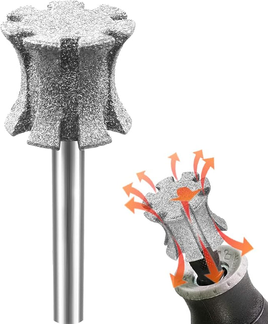 Fast Cooling Dog Nail Grinder Bit Sawtooth Head with Anti-Clogging, Diamond Quiet Pet Nail Grinder Tip for Claw Care 1/8'' Dremel Dog Nail Grinder Attachment for Anxious Dogs - SuperC 120# 1P