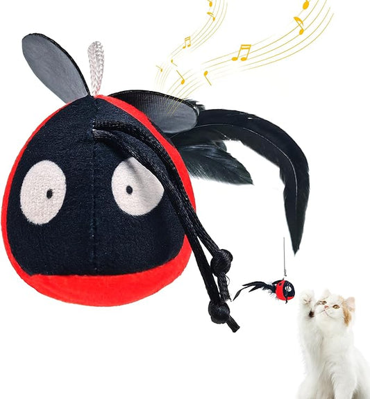 Chirping Cat Toys Hanging Cat Feather Toy - Catnip Interactive Cat Toys for Indoor Cats - Automatic Cat Toy for Cat Exercise & Kicker to Self Play (Black Pangpang)
