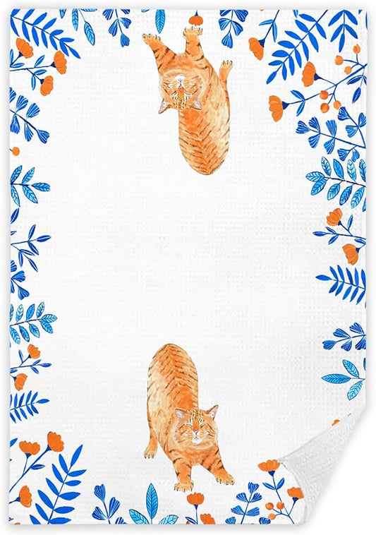 Orange Cat Kitchen Towels - 16x24 Inch, Cat Lovers Gifts