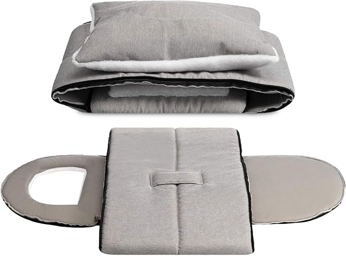 Hollypet Linen Cat Bed, Self-Warming 2 in 1 Foldable Cave House Animal Shape Nest Pet Sleeping Bed, Gray
