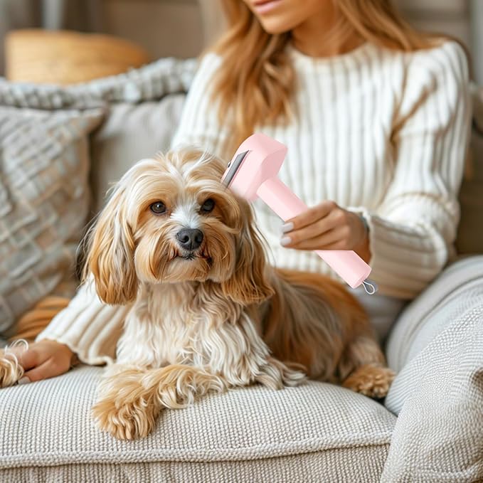 L&W BROS. 3-in-1 Cat Grooming Brush Set | Comb, Undercoat Rake, Double Sided Deshedding Tool for Long & Short Hair Dog Brush for Shedding Cat Hair Remover for All Breeds (Pink)