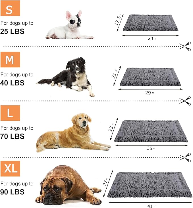 2 in 1 Dog Bed Crate Pad Mat Washable Reversible (Cool & Warm) Soft Fluffy Pet Kennel Beds for Large Medium Small Puppy Cat Sleeping Mattress Machine Wash Dog Cooling Mats (Dark Grey, 29"*21"*1.5")