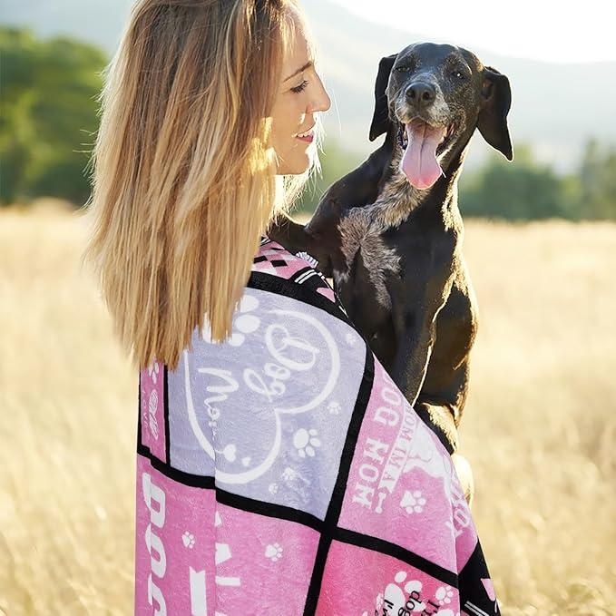 Dog Mom Blanket for Dogs Lovers Women 50X60 Best Dog Mom Ever Soft Throw Blanket Dogs Themed Gifts for Women Girls