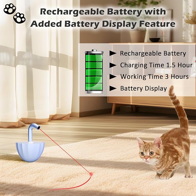 Tumbler Cat Laser Toy Automatic, 360° Rotation Rechargeable Laser Pointer, Self Play 3 Modes Motion Activated Cat Laser Toy, Interactive Cat Toys for Bored Indoor Adult Cats/Dogs (Bule)