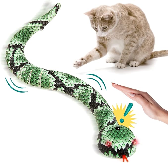 cat Toys Snake,Smart Sensing Snake cat Toy,Kitten Toys Interactive cat Toy,USB Rechargeable Electric Simulation Slithering Serpent-for Kids, Cats & Dogs,Game Play Toy