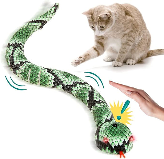 cat Toys Snake,Smart Sensing Snake cat Toy,Kitten Toys Interactive cat Toy,USB Rechargeable Electric Simulation Slithering Serpent-for Kids, Cats & Dogs,Game Play Toy