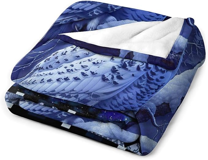 Owl Night Throw Blanket Owls Moon Print Blankets Gifts for Couch Sofa Bed Stuff Decor Soft Cozy Fleece Plush Flannel Bedding for Lover Men Women Adults 50"x60"