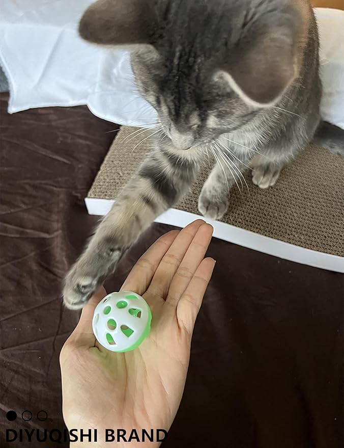 Cat Toy Gift Set - 5 Colorful Bell Balls + Fish-Shaped Catnip Toy, Perfect for Interactive Play, Anxiety Relief, Digestion Aid, Exercise, for All Cats