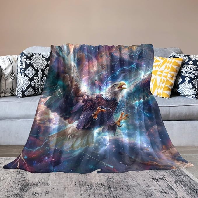 Patriot Eagle Blanket Eagle Gifts for Girls Boys Woman Kids Flying Eagle Lover Throw Blankets Soft Blanket Warm Fleece Flannel Plush Blankets for Bed Sofa Couch 60"x80"