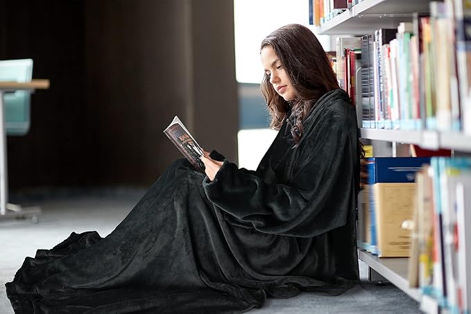 Solaris Wearable Blanket with Sleeves for Adults, Softness Comfort Warmth Fleece Gift for Women Men, Snuggy Body Throw TV Blanket for Home Office Lounge, Gift for Your Lover