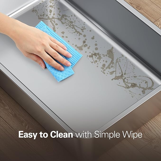 Barhon Stainless Steel Litter Box Small, Kitten Litter Box with High Sides 17" L x 13.3" W x 11.8" H, Metal Kitty Litter Box Easy to Clean, Non Sticky Bottom, Odor-Free, Light Grey