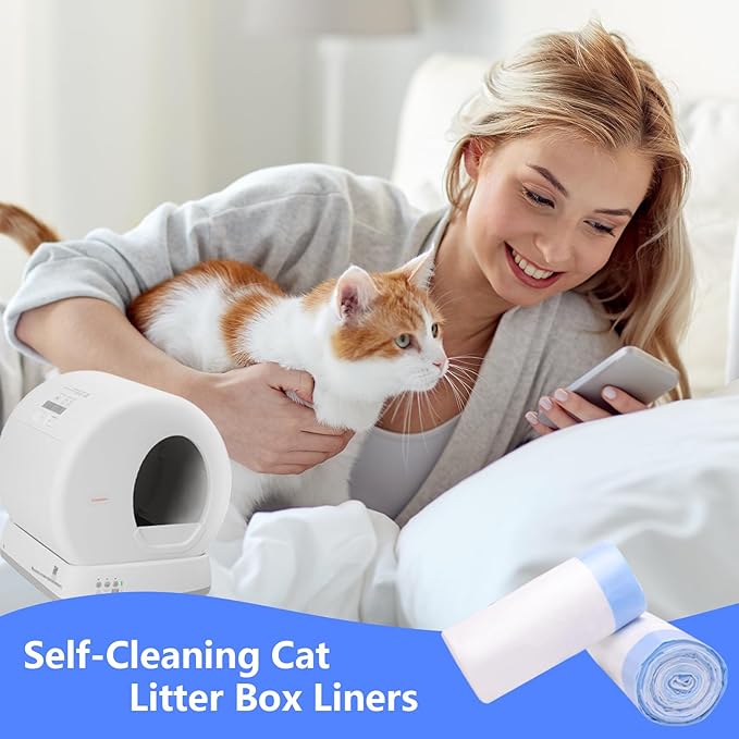 40 Count Extra Large Cat Litter Box Liners, Cat Litter Waste Receptacles Bags for MeoWant MW-SC01/MW-SC02/MW-LR01 Self-Cleaning Cat Litter Box