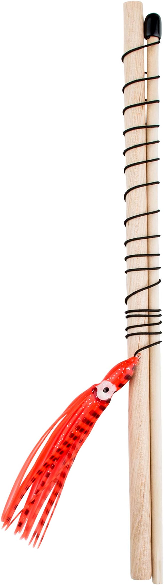 Dynamic Cat Toy | Orange with Black Stripes | Natural Birch Wood Rod Teaser and Exerciser for Cats and Kitten | Interactive Soft | Handcrafted in The USA