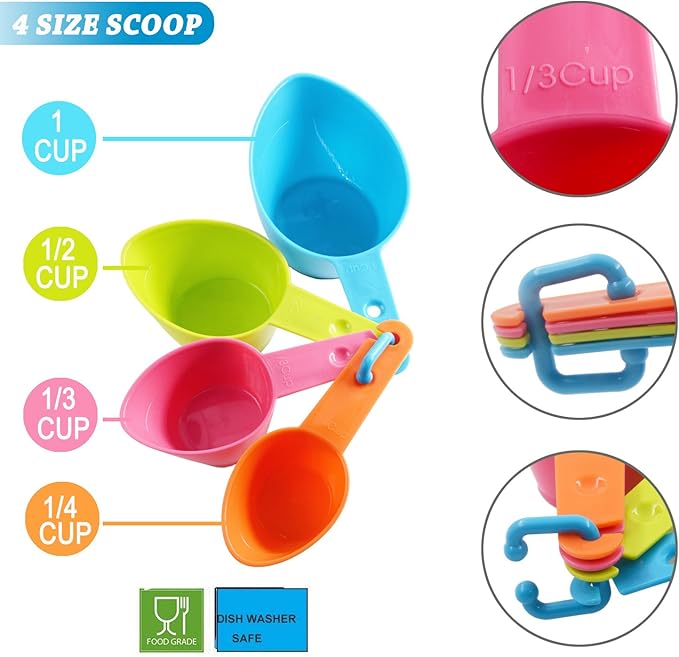 Pet Food Scoops Plastic Measuring Cups Set for Dog Cat and Bird Food (Random Color)