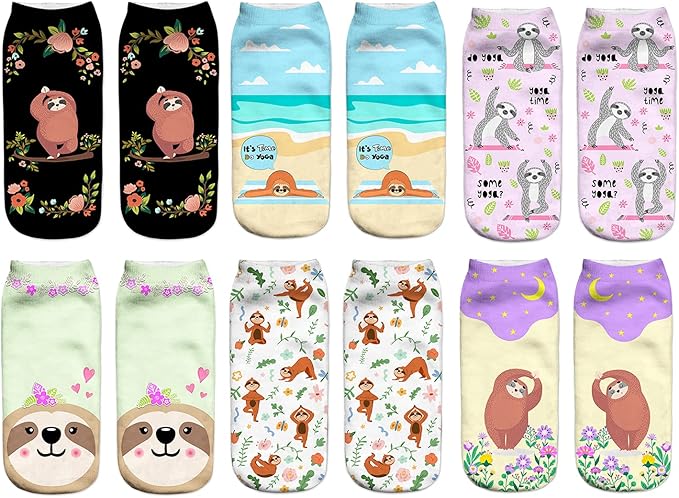 Benefeet Sox Funny Ankle Socks Cute Novelty No Show Animal Fruit Flower Cartoon Colorful Graphic Low Cut Socks for Women Girl