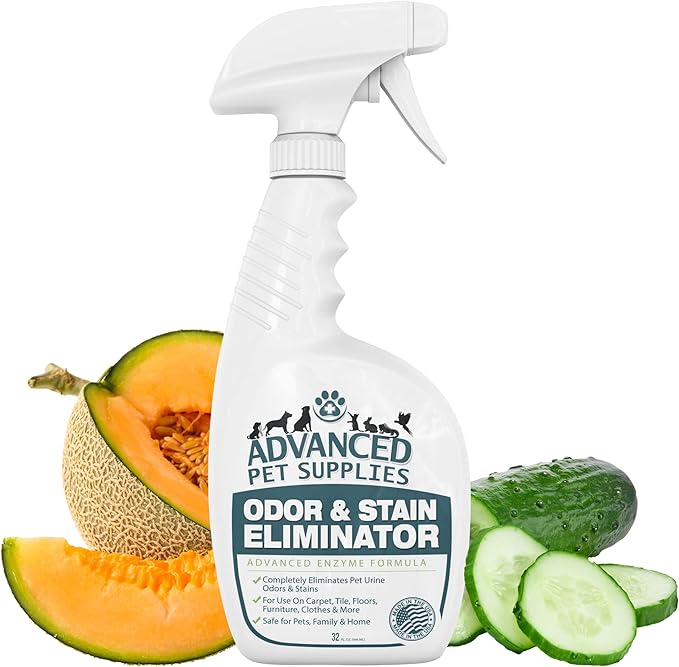 Advanced Pet Stain Remover - Dog Stain Remover and Odor Neutralizer with a Fresh, Clean Scent - Professional Strength Enzymatic Pet Carpet Cleaner Spray - Made in The USA - 32 Ounces