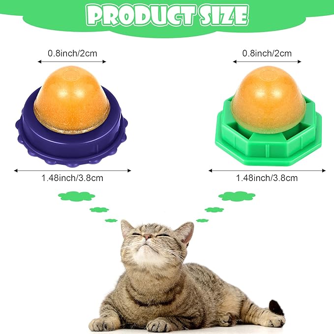 Nuanchu 18 Pieces Cat Catnip Ball, Kitten Treats Snacks Edible Ball, Catnip Wall Balls Lickable Sugar Ball, Interactive Sweet Snack Candy Toys for Cat Kitten