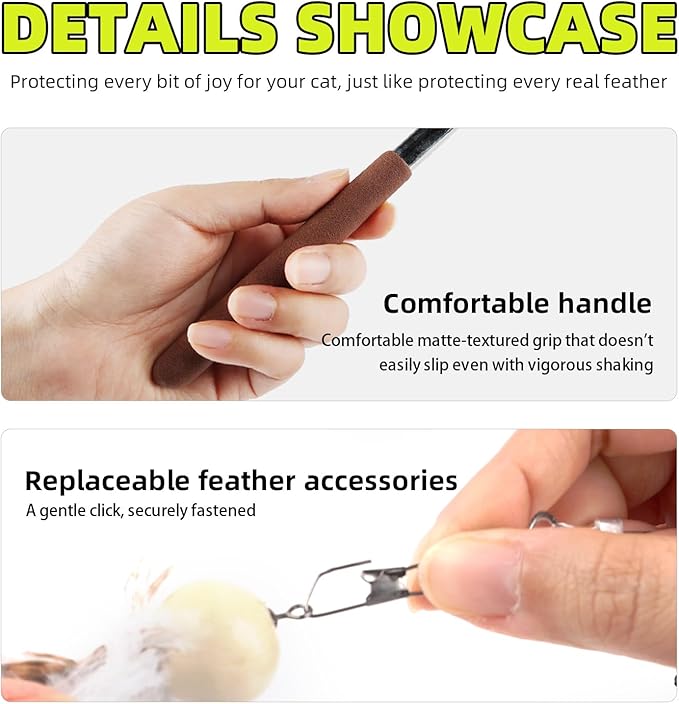 ALL FOR PAWS Cat Real Feather Toy Kitten Cat Wand Toy Kitten Teaser Toys Telescopic Wand Kitty Cat Enrichment Toy for Indoor Cats