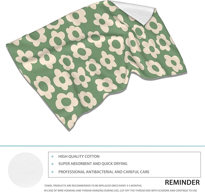 2 Pack Hand Towels for Bath,Vintage Groovy Flowers Decorative Towels Highly Absorbent Soft Towels for Bathroom Beach Kitchen Spa Gym Face Towel 14x28 Inch