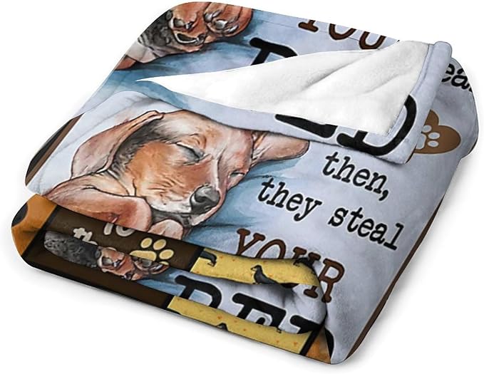 Dog Print Blanket Cute Dachshund Animal Throw Blankets for Couch Sofa Bed Stuff Decor Lightweight Soft Cozy Fleece Plush Flannel Bedding Gifts for Baby Girls Boys Kids Adults Lover Men Women 40"x50"