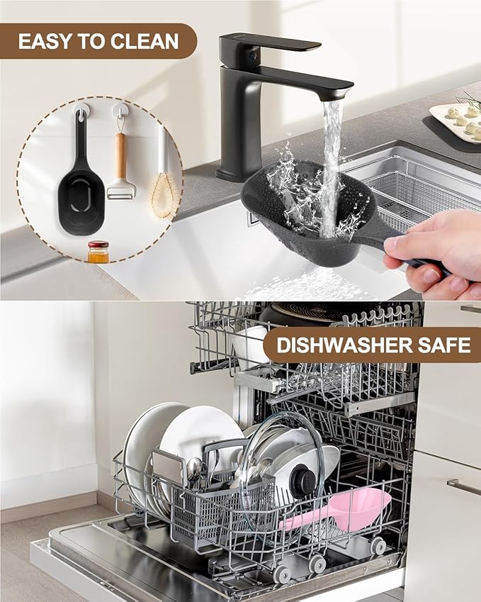 2 PACK Dog Food Scoop,1 Cup Capacity Pet Food Scoop With Measuring Lines For Dog, Puppy and Cat (Black)