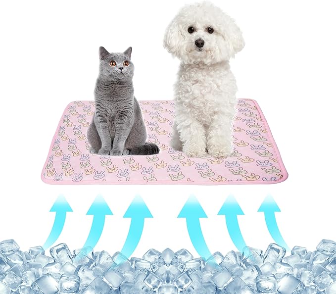 NACOCO Pet Cooling Mat Cat Dog Cushion Pad Summer Cool Down Comfortable Soft for Pets and Adults (L, Pink)