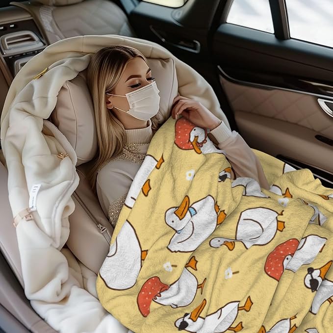 Kids Cute Ducks Print Blanket Throw 80"x60", Cozy Lightweight Plush Flannel Blanket, Soft Warm Decorative for Kids Women Adults