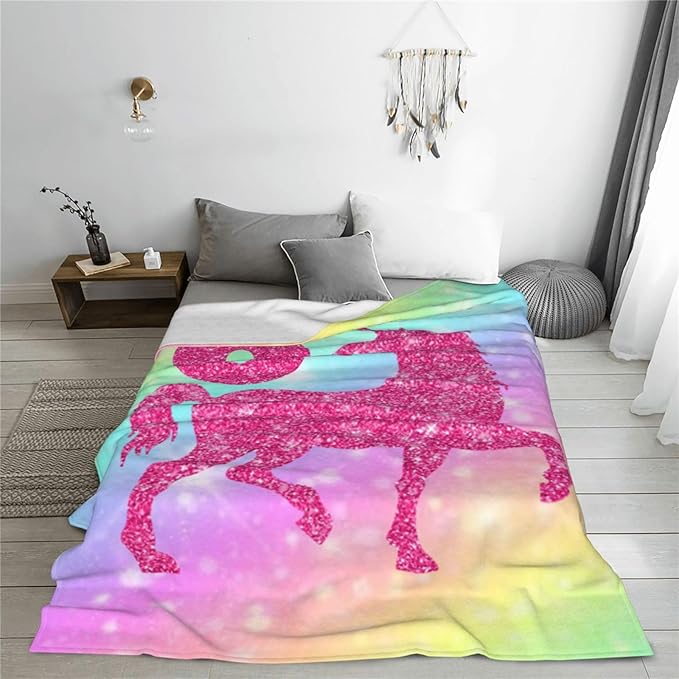 Ultra-Soft Microfiber Throw Blanket 330 GSM Fuzzy Fleece Blanket for Adults Kids Gift Couch, Sofa, Bed Unicorn 6th 60"x50"