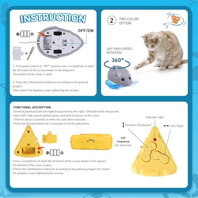 Cat Toys Interactive Kitten Toys Snake RC&Sensing Mouse and Smart Sensing Snake Toy-2pcak,USB Rechargeable,Automatically Sense Obstacles and Escape for Indoor Cats Dogs(Green Snake and mice)