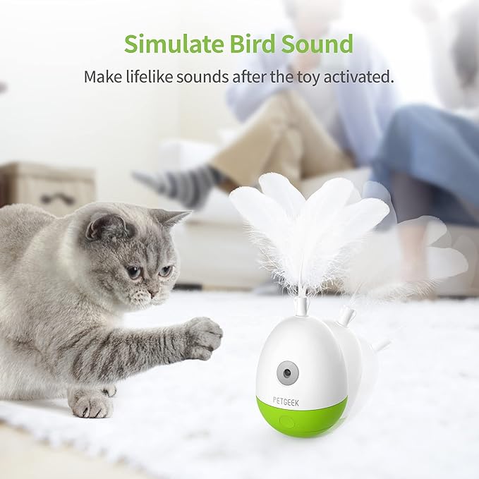PETGEEK Laser Pointer Cat Toy Interactive Cat Toy for Indoor Cat Toys, Cat Laser Toy with Bird Squeaky, Cat Toy with Cat Wand Replacement, Best Gift for Birthday, Thanksgiving, Christmas, New Year