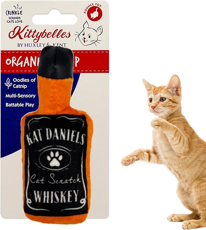 Huxley & Ket Plush Cat Toy | Kat Daniels Whiskey | Nappy Hour Strong Catnip Filled Cat Toy | Plush Interactive Kitten and Cat Toy with Catnip and Crinkle | Kittybelles