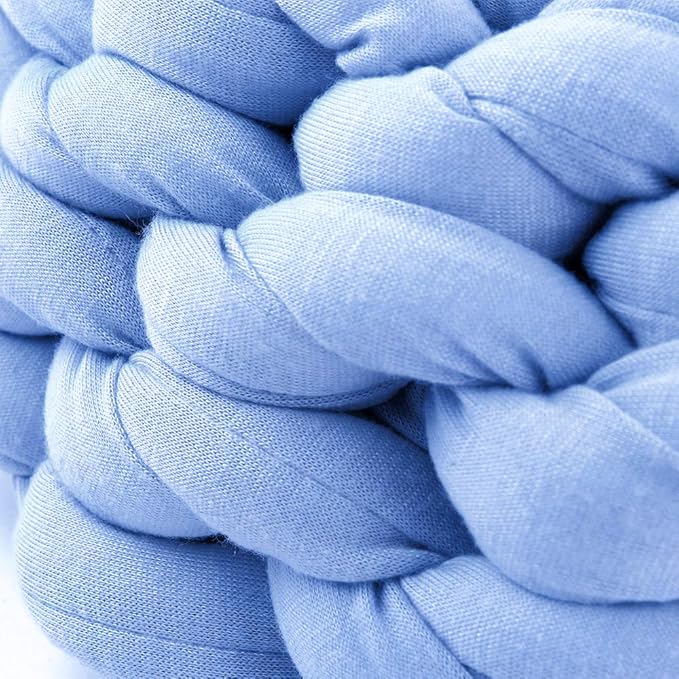 Lucky Monet Cat Basket Bed Cotton Knitted Round Pet Beds for Cats Cute Boho Cat Pet Bed Warm Woven Cat Nest for Puppy Kitten Cats Dogs (19.7", Blue)