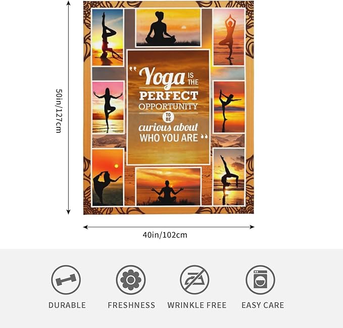 Yoga Sport Blanket Yoga Meditation Throw Blanket Ultra Soft Cozy Fleece Yoga Gift for Yoga Lover Fuzzy Plush Bedding Blankets for Kids Teens Adults Girls Boys Women Men 50"x40"