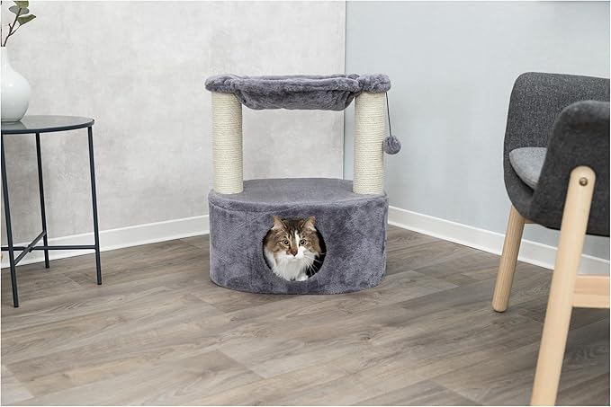 TRIXIE Baza Grande 24-in Cat Tree, Two Sisal Scratching Posts, Cat Condo and Hammock, Dangling Cat Toy