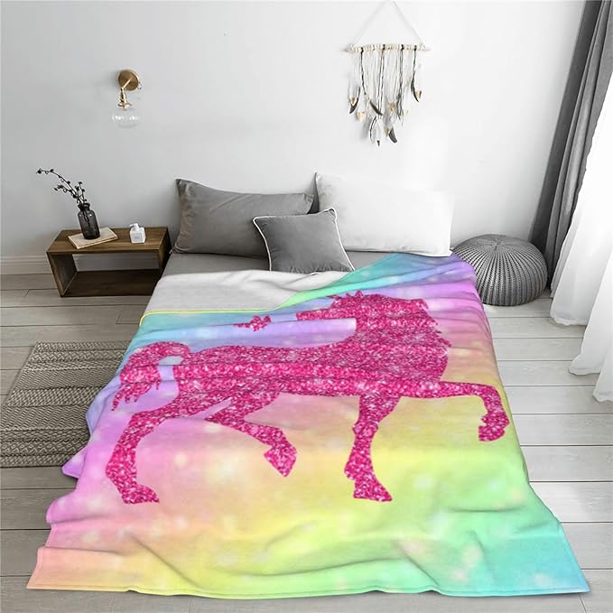 Ultra-Soft Microfiber Throw Blanket 330 GSM Fuzzy Fleece Blanket for Adults Kids Gift Couch, Sofa, Bed Unicorn Butterfly 60"x50"