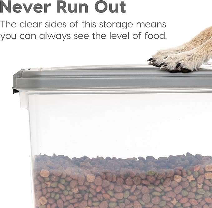IRIS USA Dog Food Storage Container, 30 lbs & 11 lbs Combo, Cat Food Storage Container, Dog Treat Container, Airtight, Stackable, 2-Cup Scoop, Wheels, Easy Mobility, Chrome