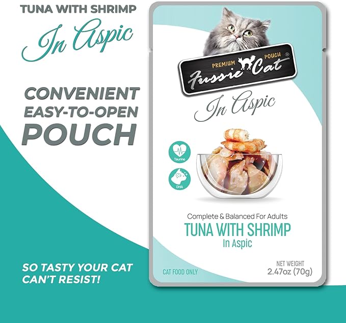 Fussie Cat Premium Tuna w/Shrimp in Aspic, 2.47 Ounce (Pack of 12)