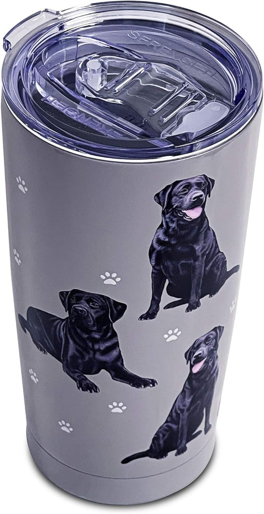Black Labrador Tumbler SERENGETI 16 Oz. Stainless Steel, Vacuum Insulated Tumbler with Spill Proof Lid - 3D Print - Insulated Travel mug for Hot or Cold Drinks (Black Labrador Tumbler)