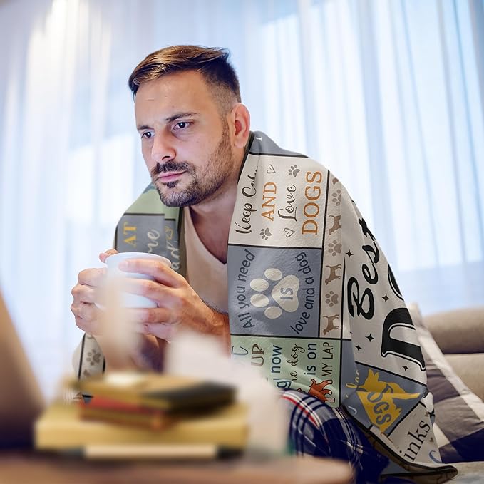 XALAZY Dog Dad Gifts for Men, Blanket 50"X60", Gifts for Dog Lovers/Owners, Dog Blanket Throw 50"X60"
