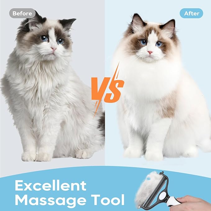 Extra Wide Undercoat Rake for Dogs and Cats, Pet Grooming Brush with Nail Clipper to Remove Loose Fur, Professional Dematting & Deshedding Comb for Tangled Hair (Large)