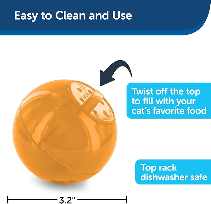 PetSafe Slimcat Feeder Ball - Interactive Game for Your Cat - Fill with Food and Treats - Orange