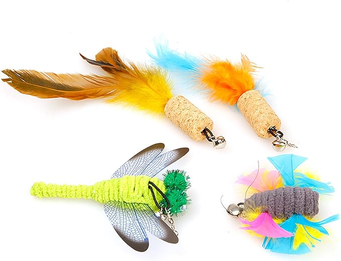 2 Pcs Butterfly, Retractable Wand, Multi Feather Teaser and Exerciser for Your Cat and Kitten - Cat Toys Interactive Cat Wand CT15-5 Butterfly