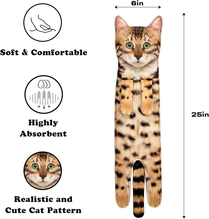 AGRIMONY Cat Funny Hand Towels for Bathroom Kitchen - Cute Decorative Cat Decor Hanging Washcloths Face Towels Super Absorbent Soft - Housewarming Birthday Christmas Fun Gifts for Women Cat Lovers