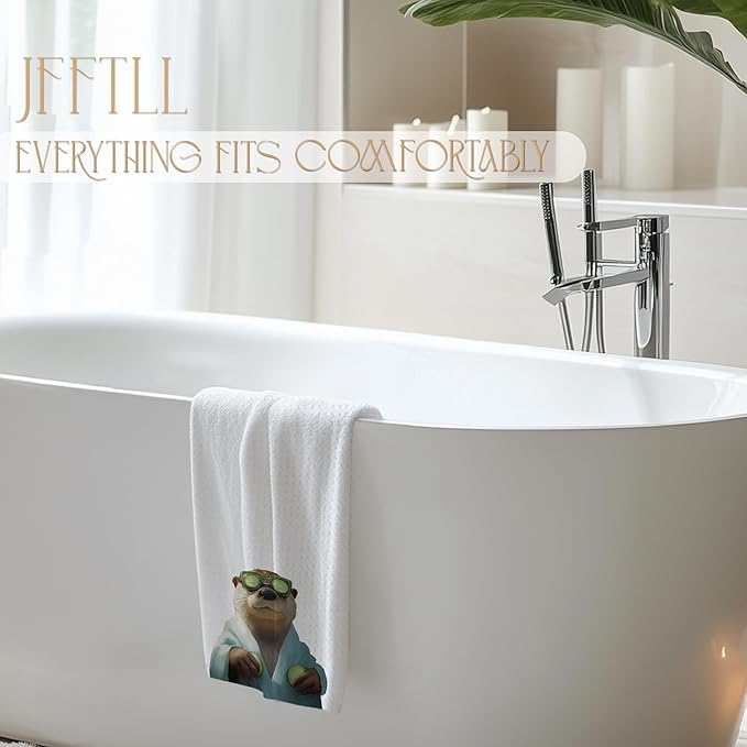 Funny Bathrobe Otter Hand Towels for Bathroom Washroom Restroom, Sea Otters Gifts Bath Decorative Towels, Kids Hand Towels, Gifts for Women Men Otter Lovers, 16x24 Inch