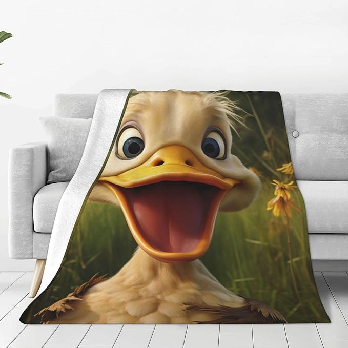 Funny Duck Throw Blanket Super Soft Warm Animal Ducks Birthday Valentines Decorative Fleece Blankets for Bedding Car Sofa Couch Home All Season 50"X60"